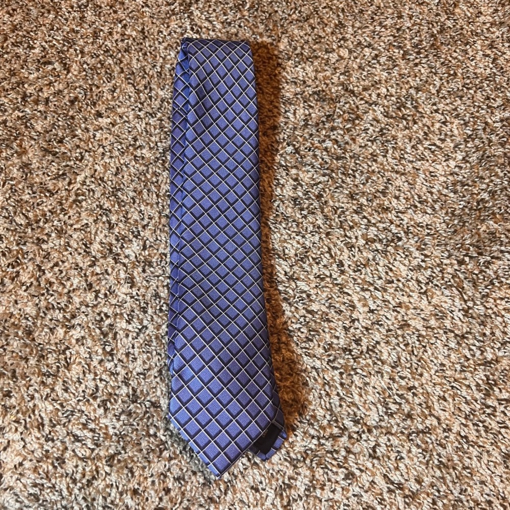 Michael Kors Blue Patterned Necktie Business Casual Career Interview‎